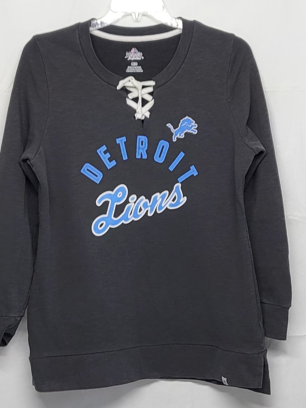 Detroit Lions Majestic Womens Sweatshirt  Size Large Tunic Lace-Up Long Sleeves